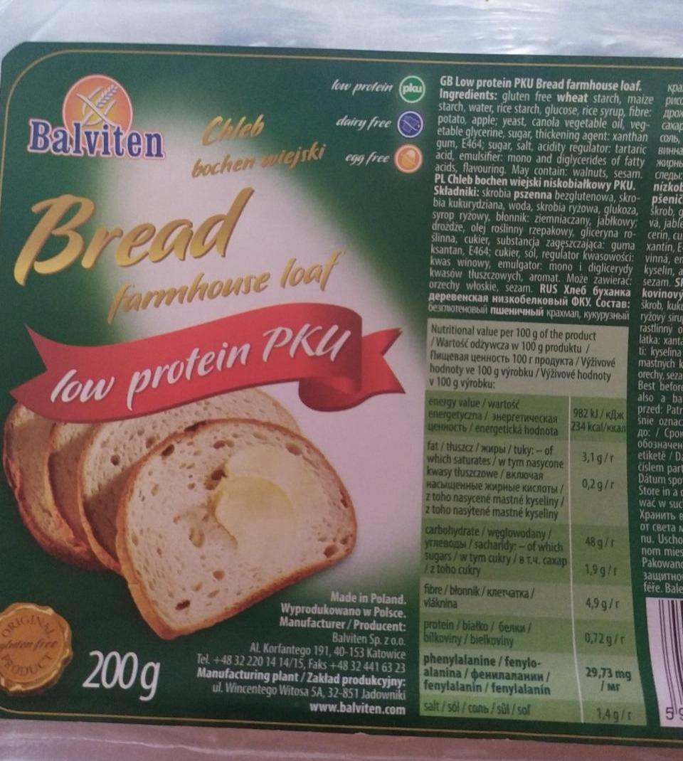 Fotografie - Bread farmhouse loaf low protein PKU (chléb selský nízkobílkovinový PKU) Balviten