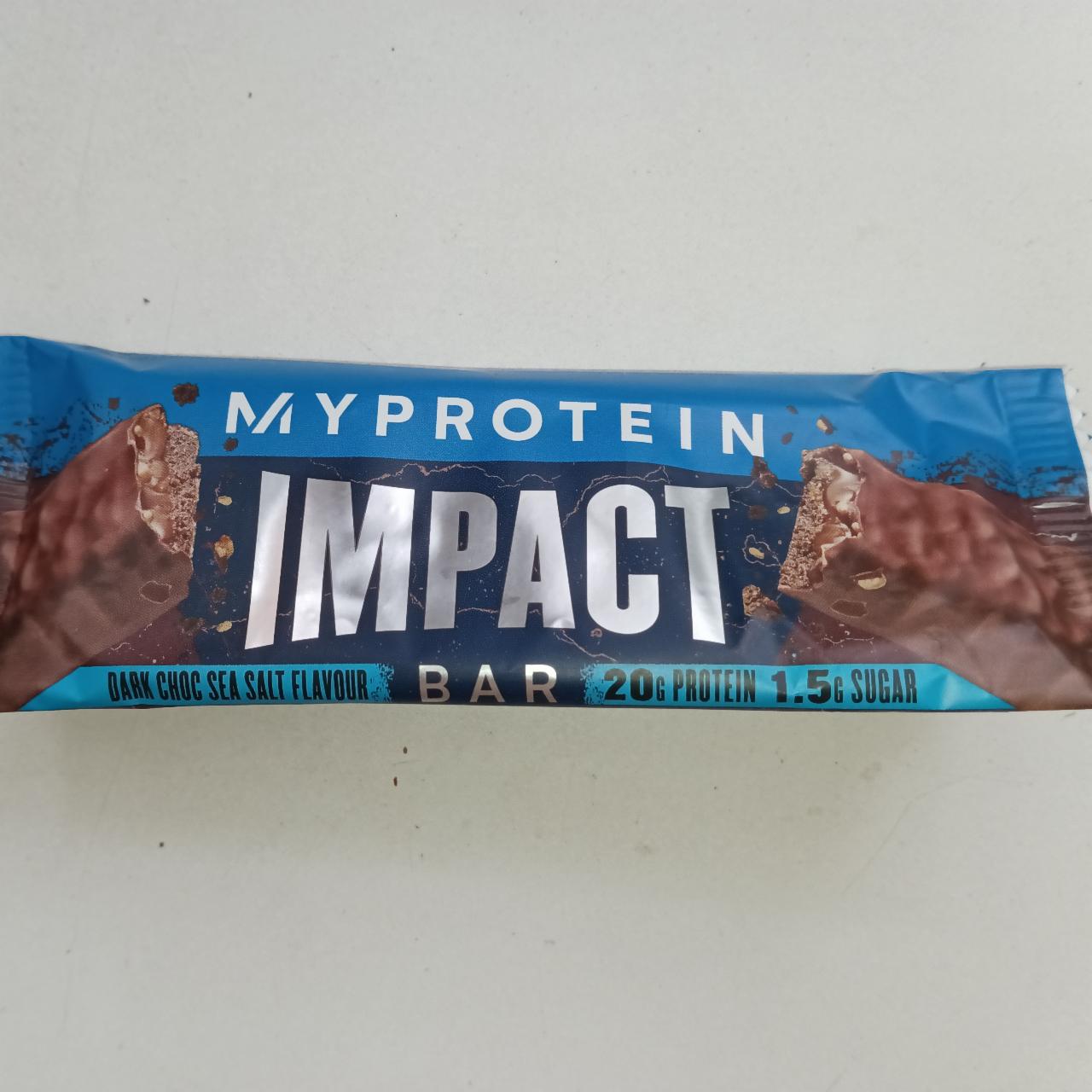 Fotografie - impact protein bar dark choc sea salt Myprotein