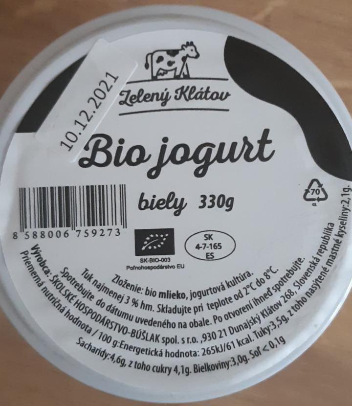 Fotografie - Bio jogurt biely Zelený Klátov