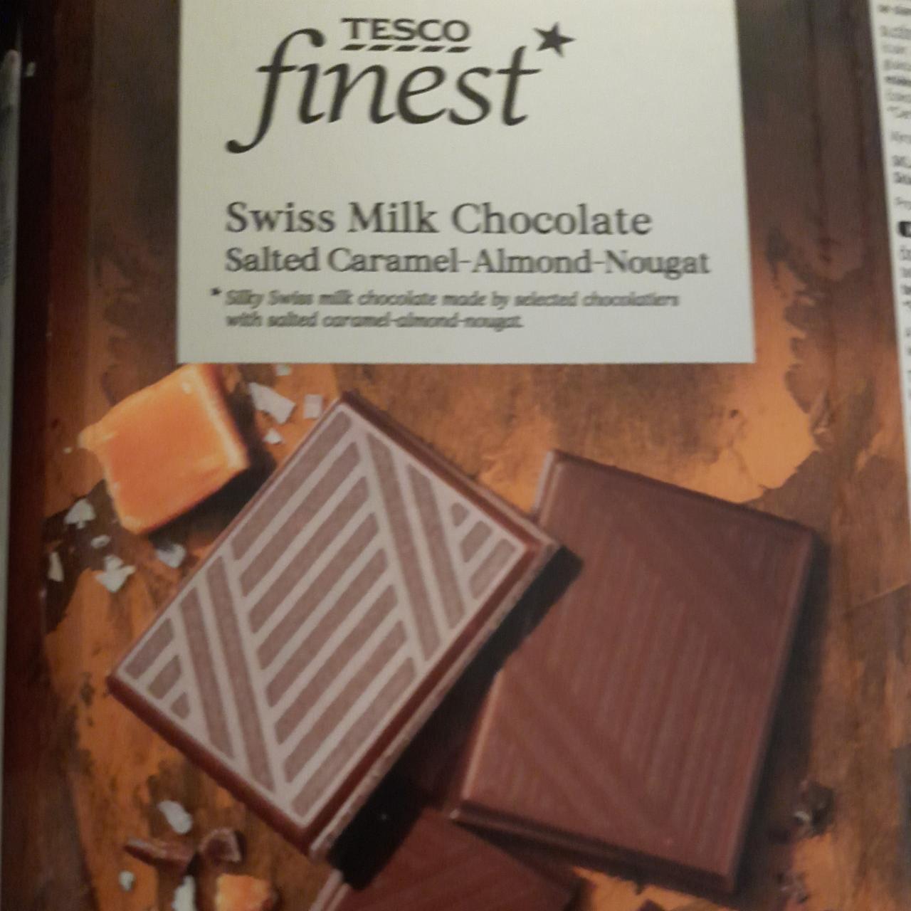 Fotografie - Swiss Milk Chocolate Salted Caramel-Almond-Nougat Tesco finest