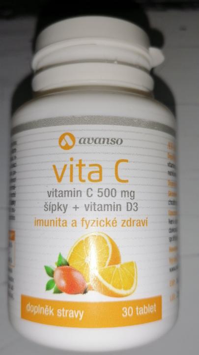 Fotografie - Vitamín C 500mg šípky + vitamin D3 AVANSO