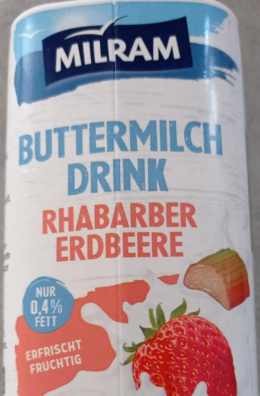 Fotografie - Buttermilch drink Rhabarber Erdbeere Milram