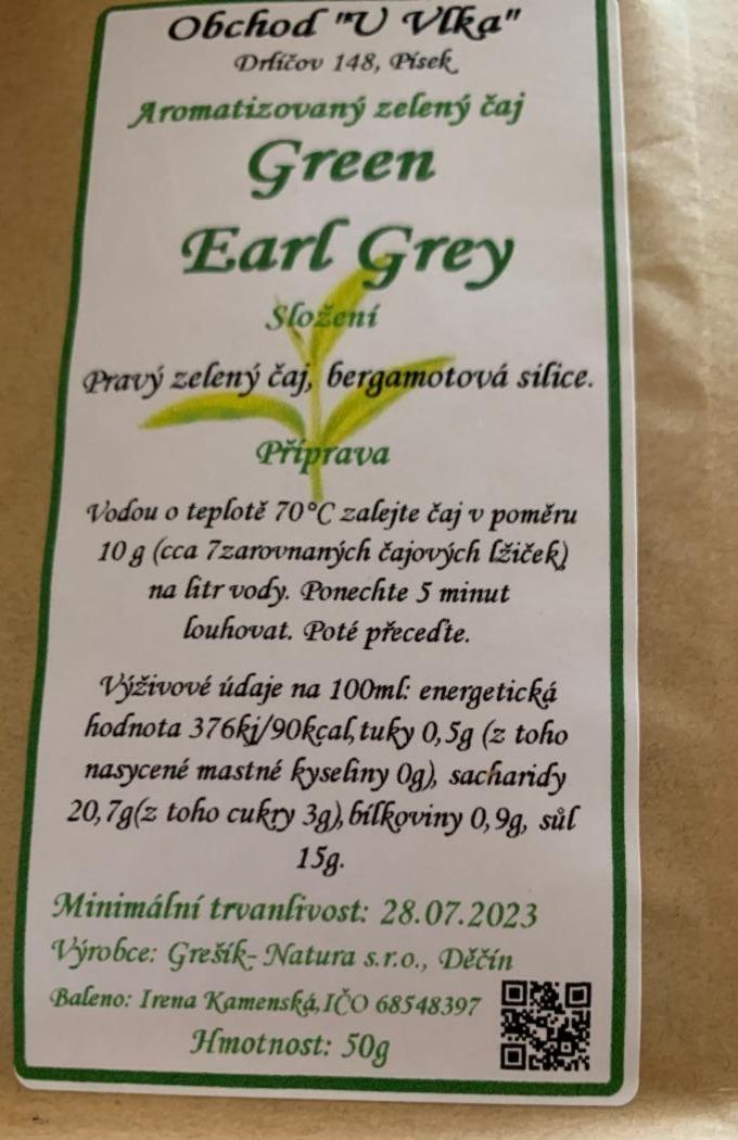 Fotografie - Green earl grey aromatizovaný zelený čaj U Vlka