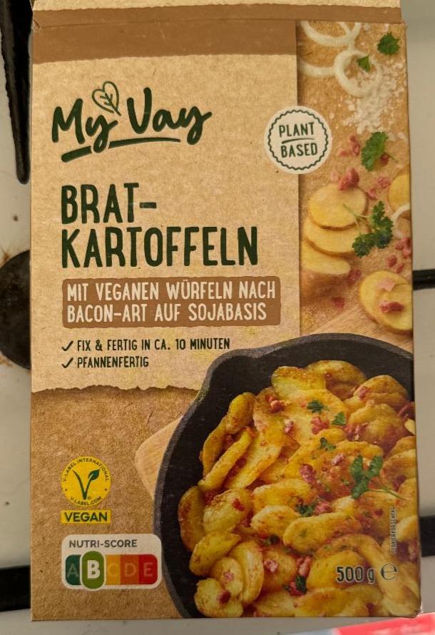 Fotografie - Brat-Kartoffeln mit veganen würfeln nach bacon-art auf sojabasis My Vay