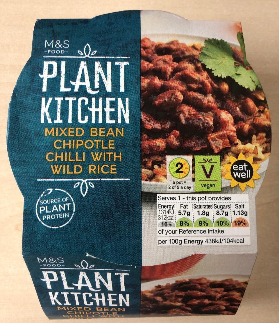 Fotografie - Plant kitchen mixed bean chipotle chilli with wild rice M&S food