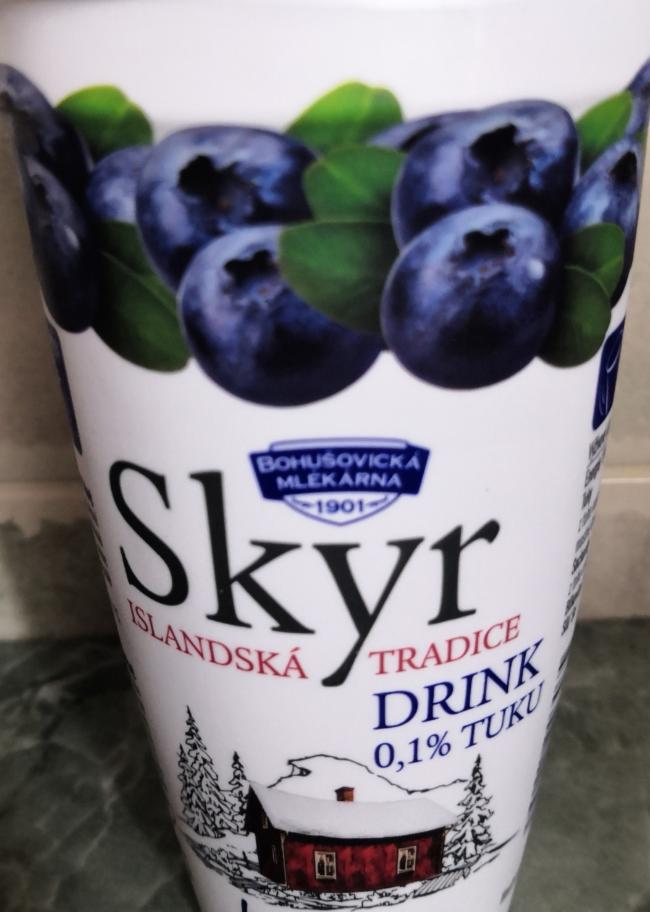 Fotografie - Skyr drink 0,1% tuku borůvka Bohušovická mlékárna