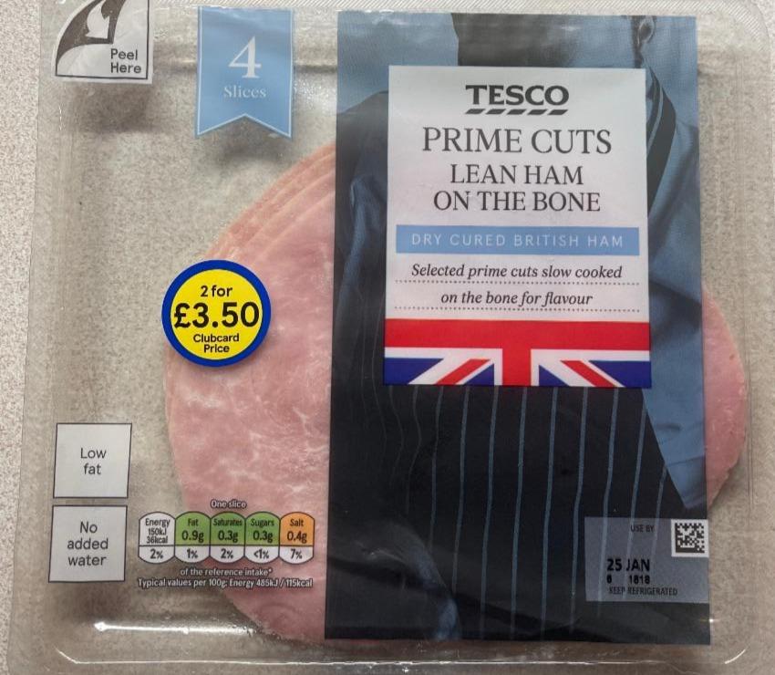 Fotografie - prime cuts lean ham on the bone TESCO