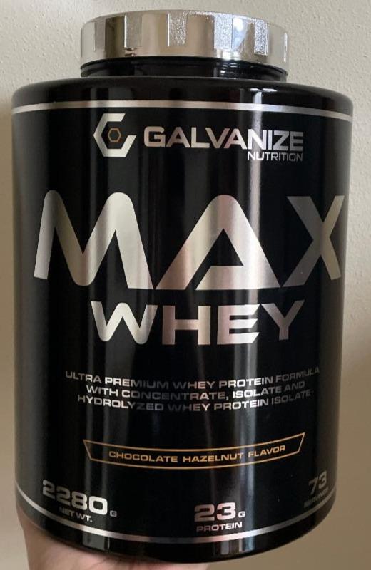 Fotografie - Max Whey Protein Chocolate Hazelnut flavor Galvanize Nutrition