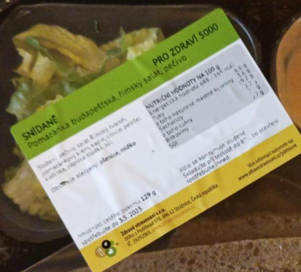 Fotografie - Pomazánka budapešťská, římský salát, pečivo Zdravé stravování