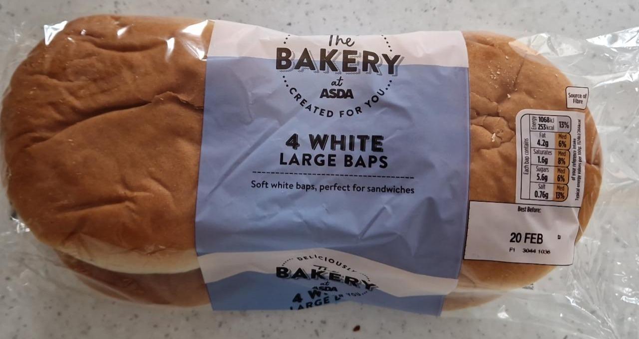 Fotografie - 4 White Large Baps The Bakery at Asda