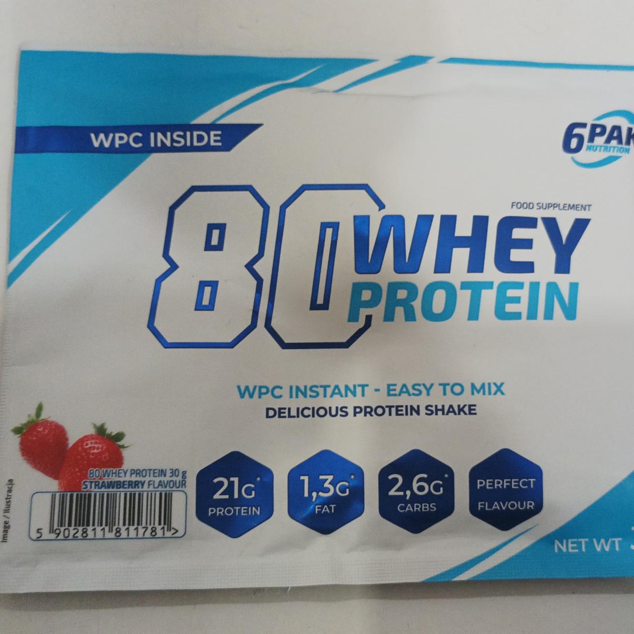 Fotografie - 80 Whey protein Strawberry flavour 6PAK Nutrition