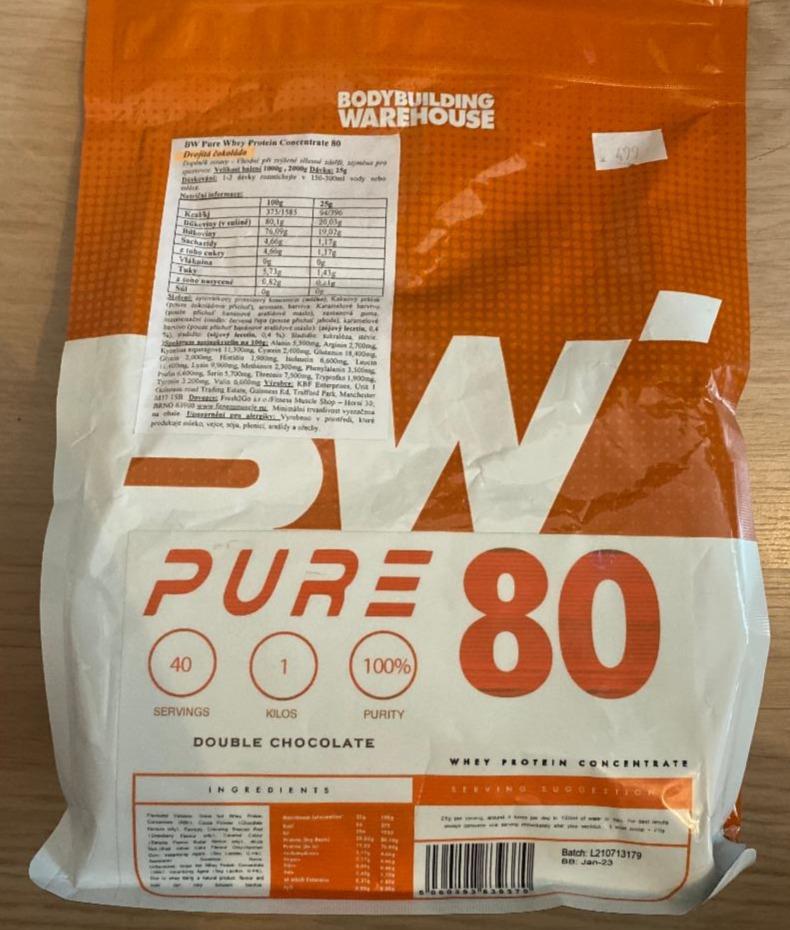 Fotografie - Pure Whey Protein Concentrate 80 Double Chocolate Bodybuilding Warehouse