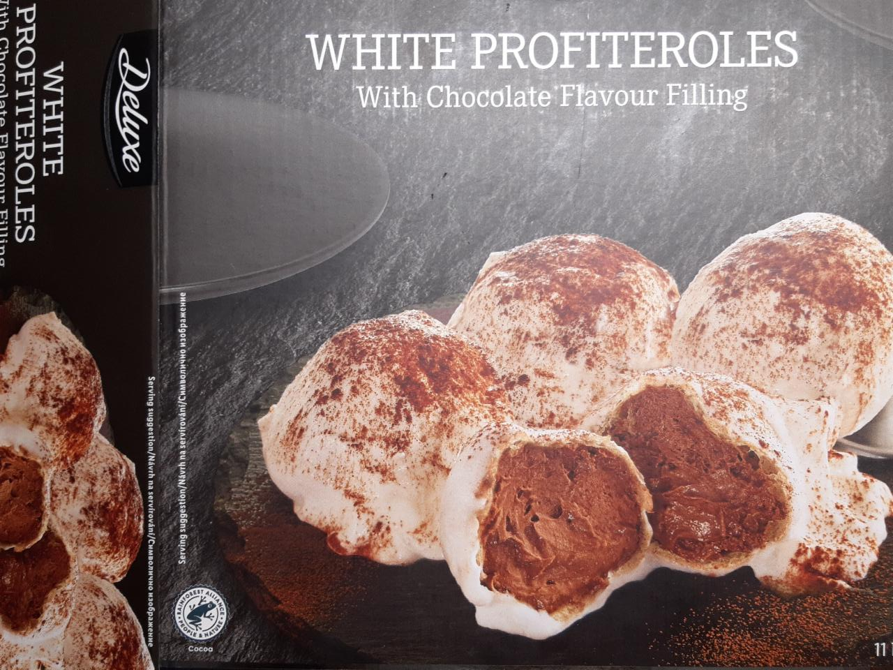 Fotografie - White Profiteroles With Chocolate Flavour Filling Deluxe