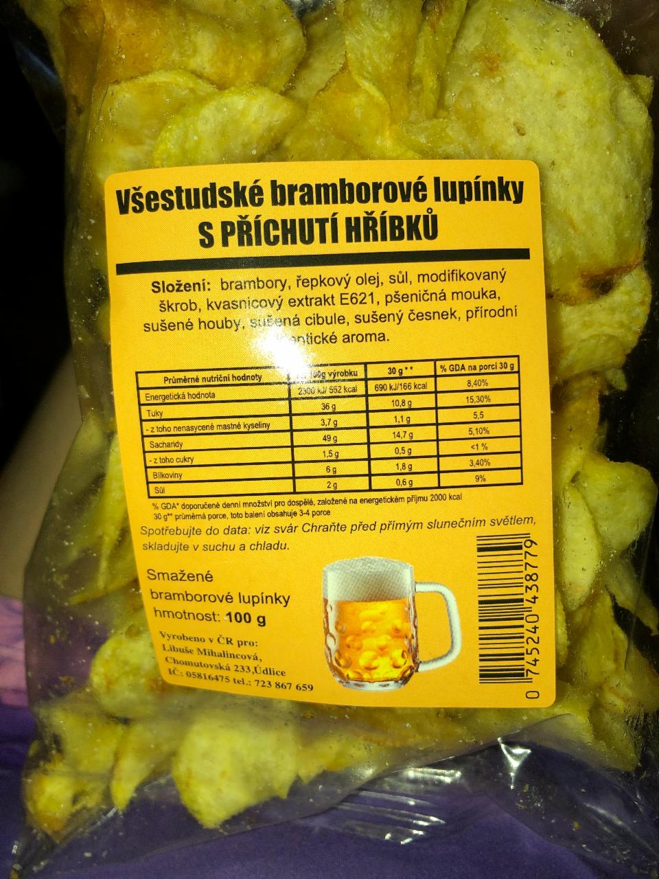 Fotografie - Všestudské bramborové lupínky s příchutí hříbků Libuše Mihalincová
