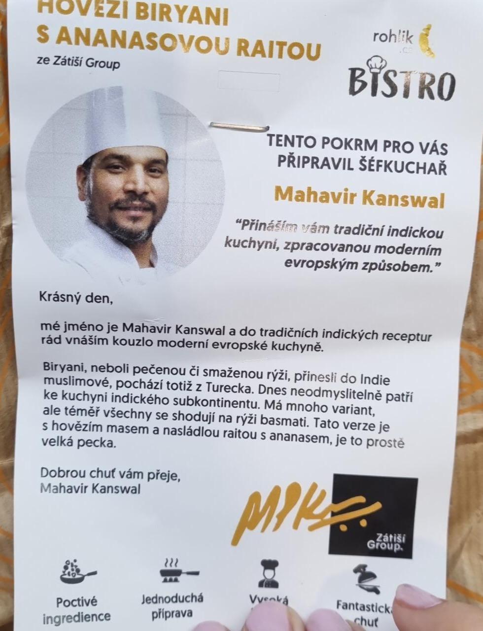 Fotografie - Hovězí biryani s ananasovou raitou Rohlik.cz Bistro