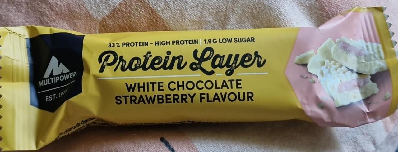 Fotografie - Protein Layer White Chocolate Strawberry Flavour 33% protein Multipower