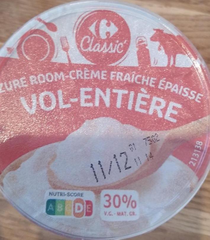 Fotografie - Crème fraîche épaisse 30% Carrefour Classic