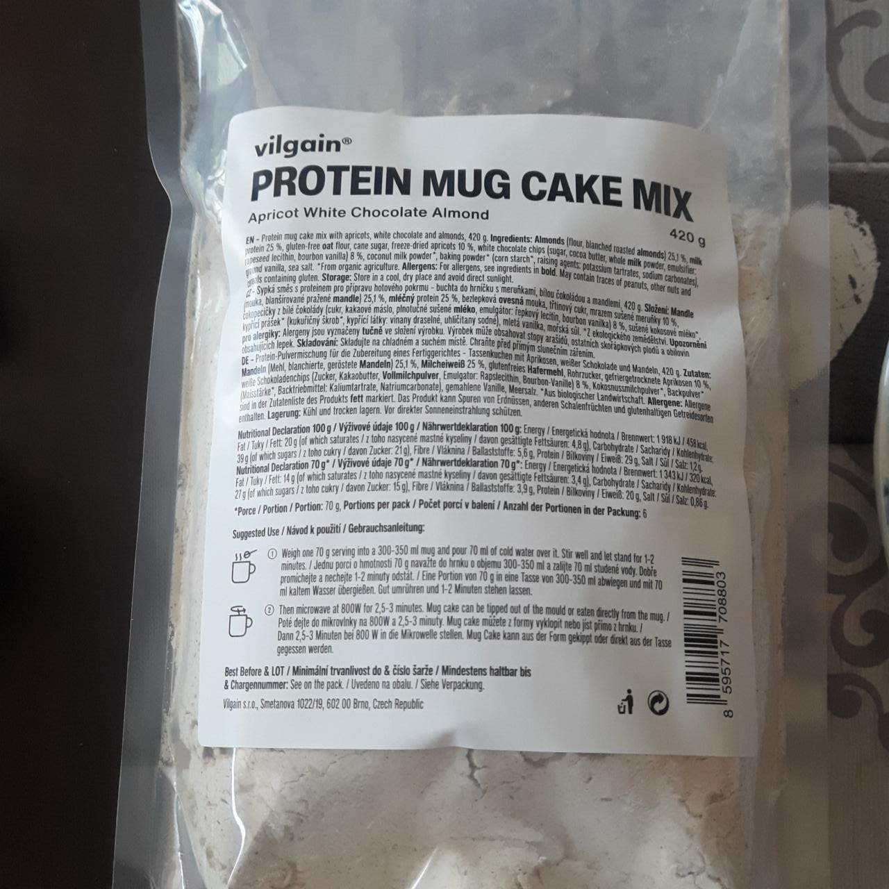 Fotografie - Protein mug cake mix Apricot White chocolate Almond Vilgain