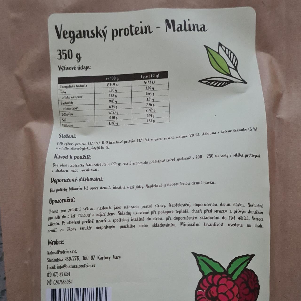 Fotografie - Veganský protein Malina Natural protein
