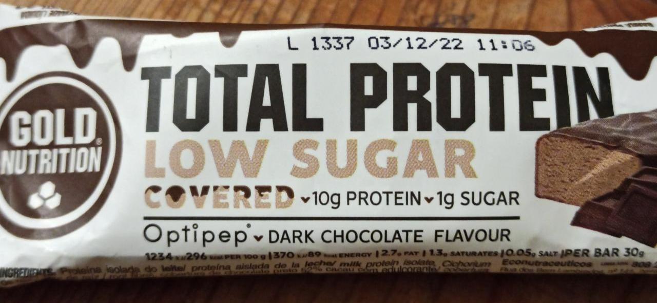 Fotografie - Total Protein Low Sugar Covered Dark chocolate Gold Nutrition