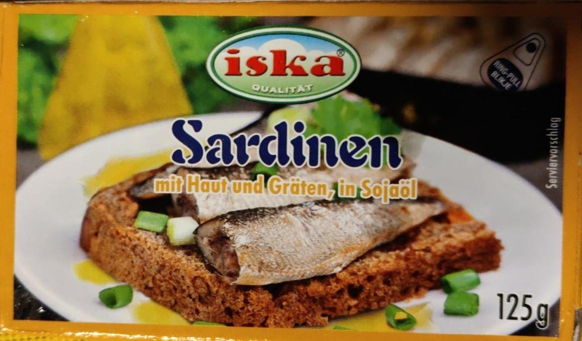Fotografie - Sardinen mit Haut und Gräten,in Sojaöl Iska