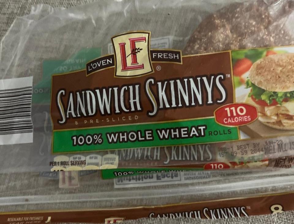 Fotografie - Sandwich Skinnys 100% Whole Wheat L'oven Fresh