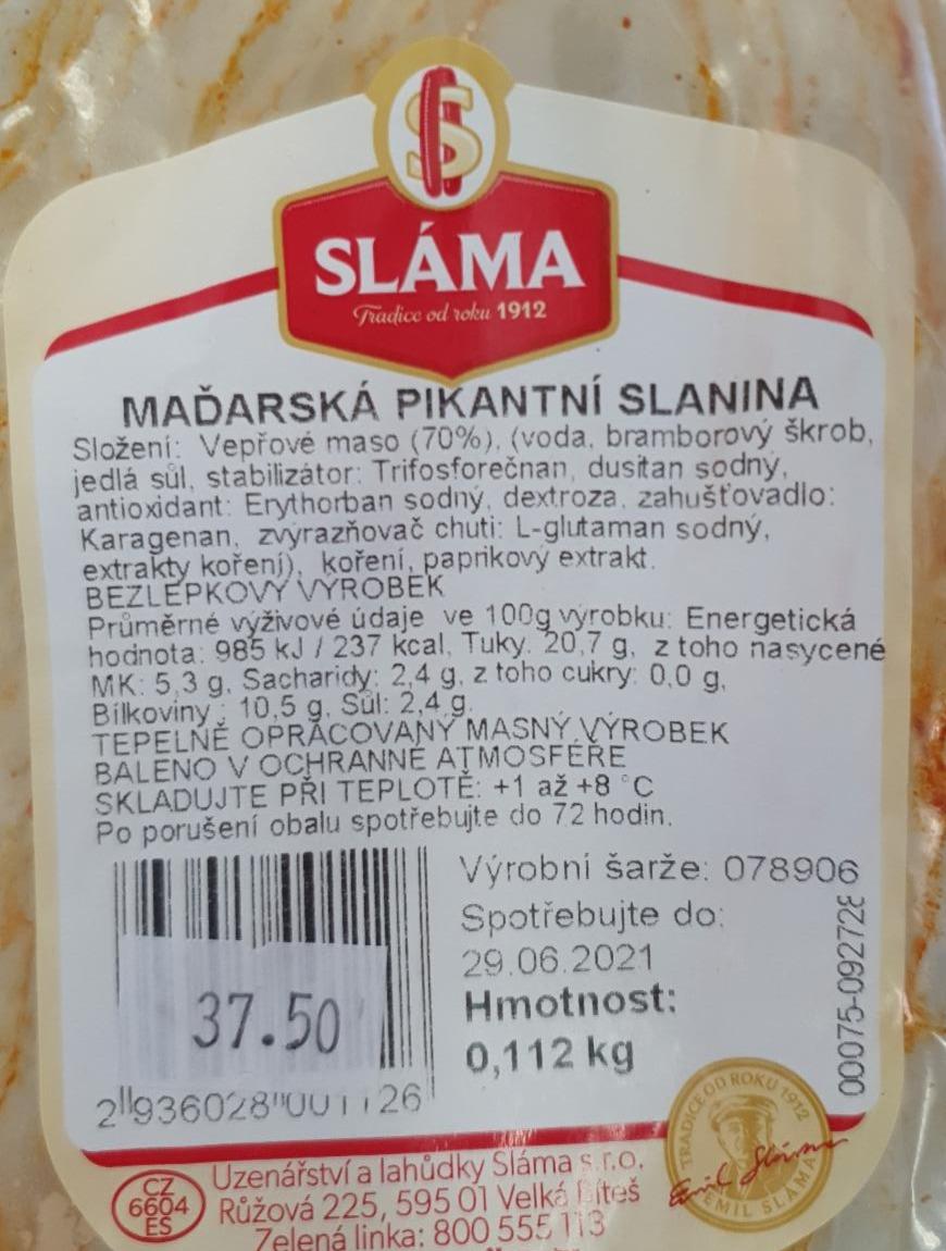 Fotografie - Maďarská pikantní slanina Sláma
