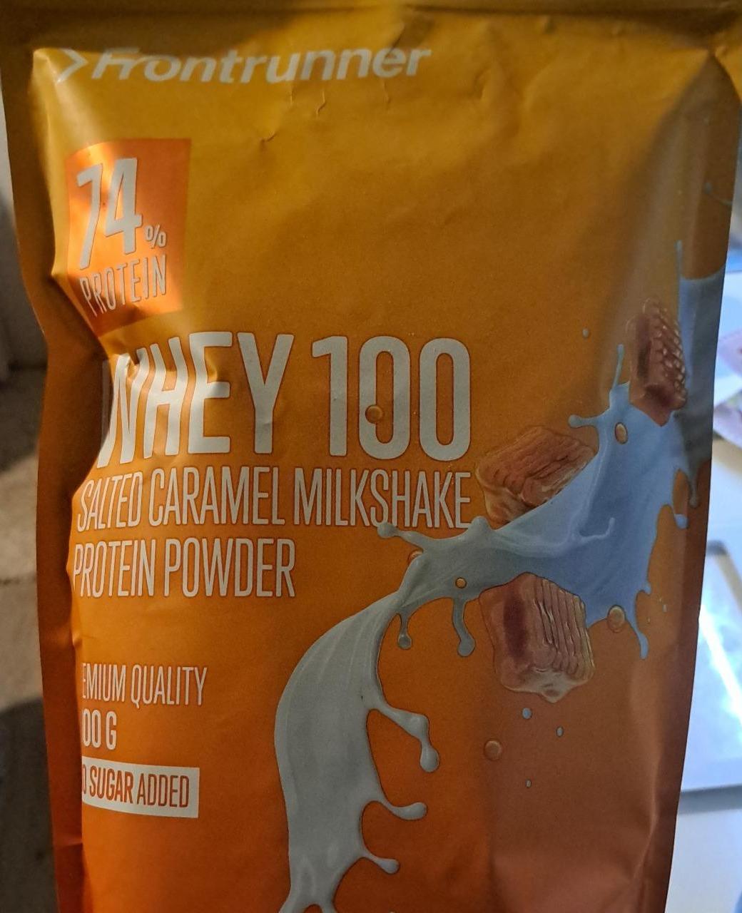 Fotografie - Whey 100 Protein powder Salted caramel Milkshake Frontrunner