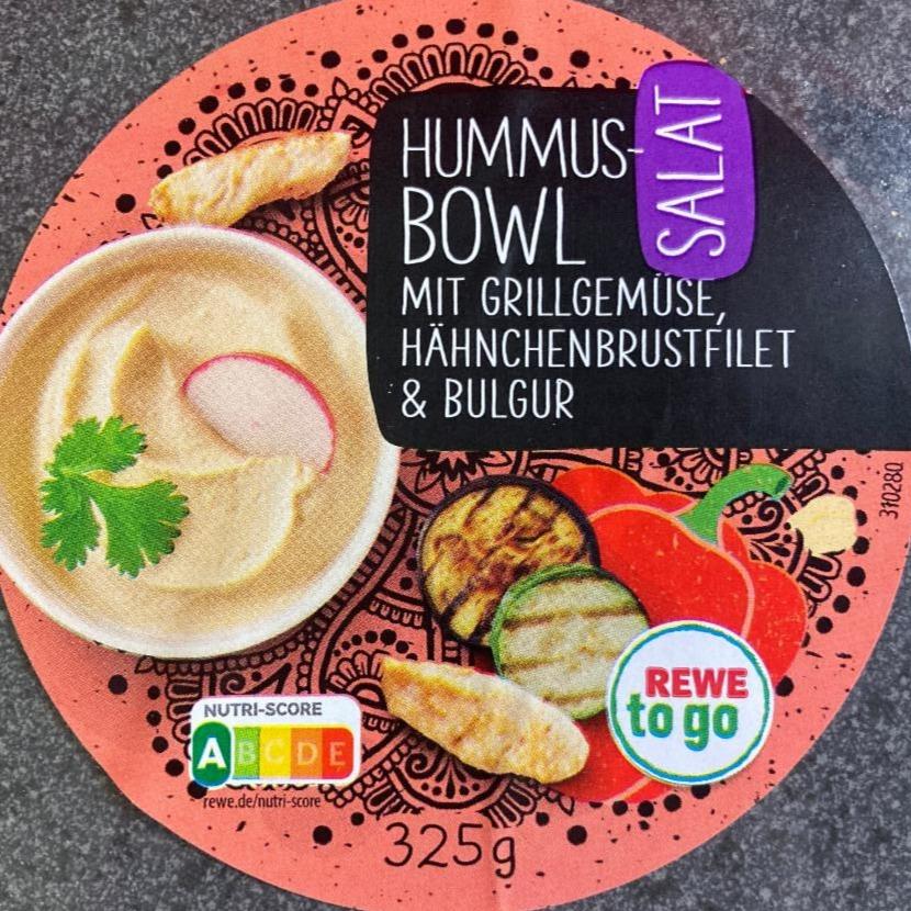 Fotografie - Hummus Bowl mit Grillgemüse, Hähnchenbrustfilet & Bulgur Salat Rewe to go