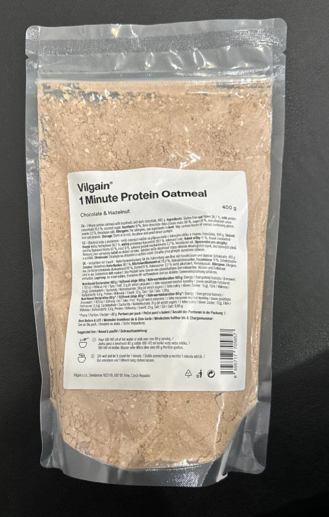 Fotografie - 1 minute protein oatmeal chocolate & hazelnut Vilgain