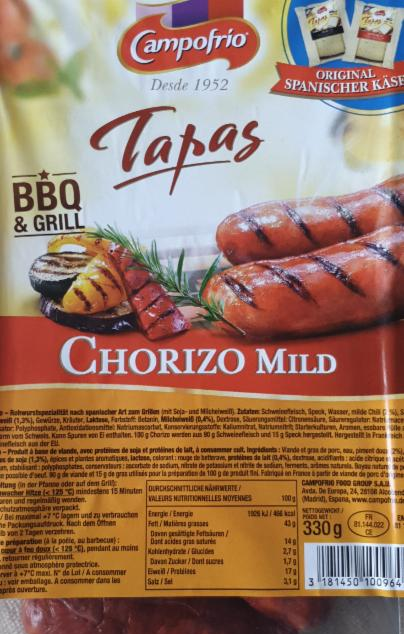 Fotografie - Tapas chorizo mild BBQ&Grill Campofrio