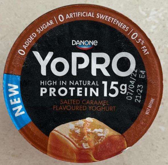 Fotografie - YoPRO Protein 15g Salted Caramel Yoghurt Danone