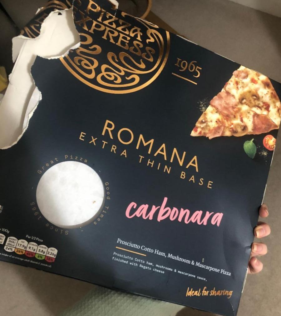 Fotografie - Pizza Romana Carbonara Prosciutto Cotto Ham, Mushroom & Mascarpone Pizza Express