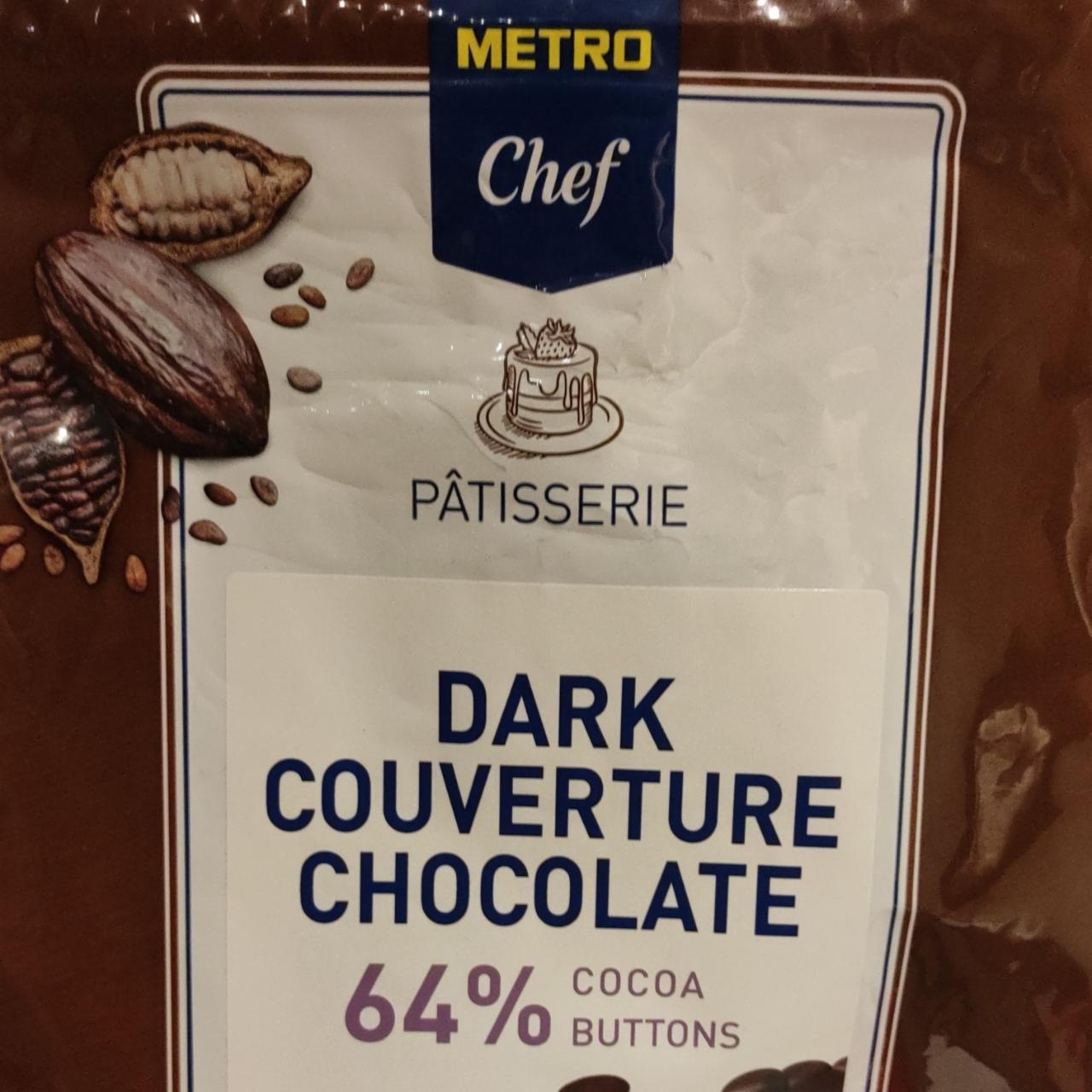 Fotografie - Dark couverture chocolate 64% cocoa buttons Metro Chef
