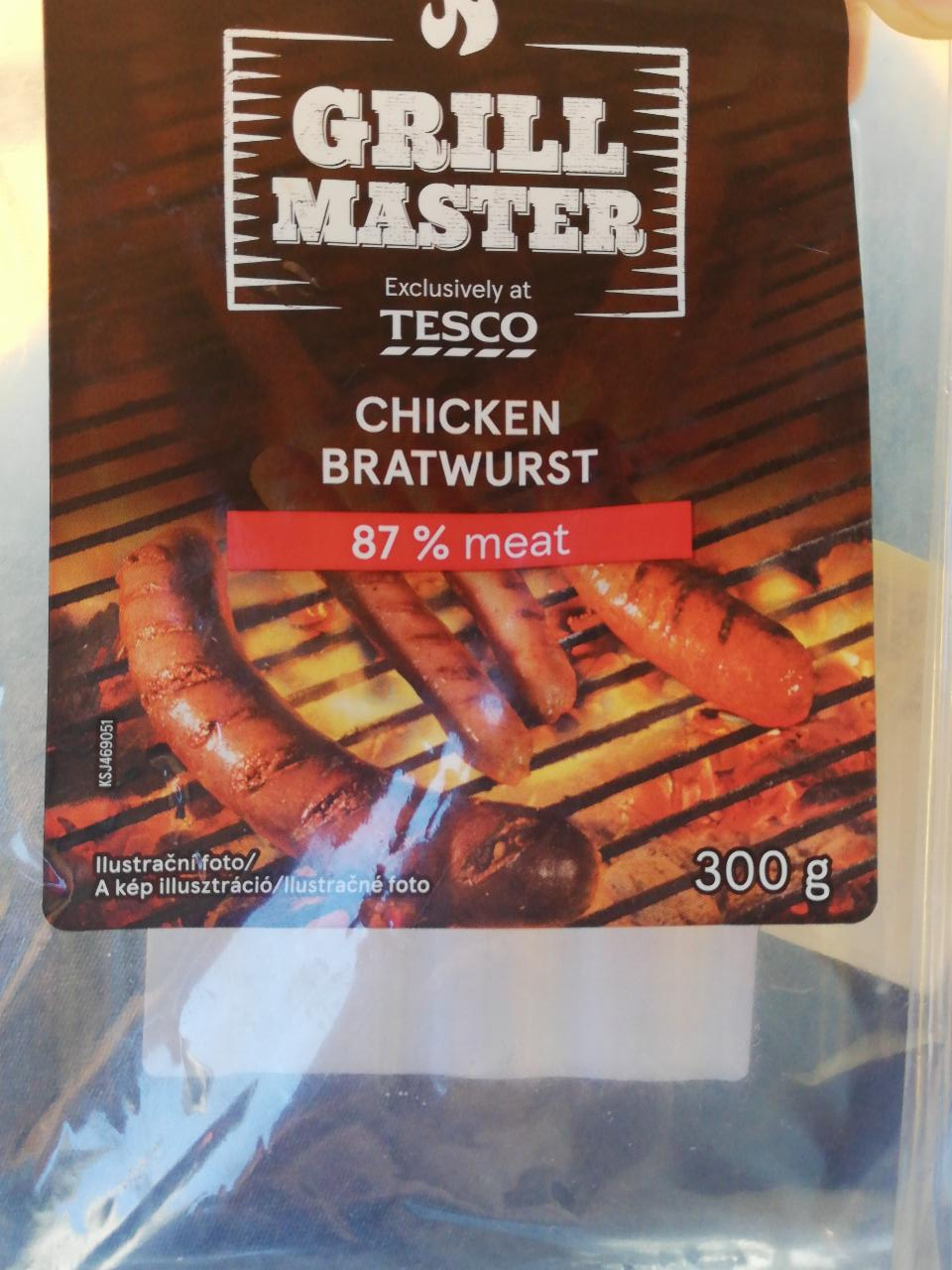 Fotografie - Grill master chicken bratwurst 87% meat Tesco