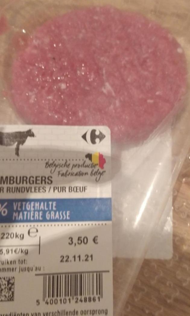 Fotografie - Hamburgers pour rundvlees/pur bœf 5% matière grasse Carrefour
