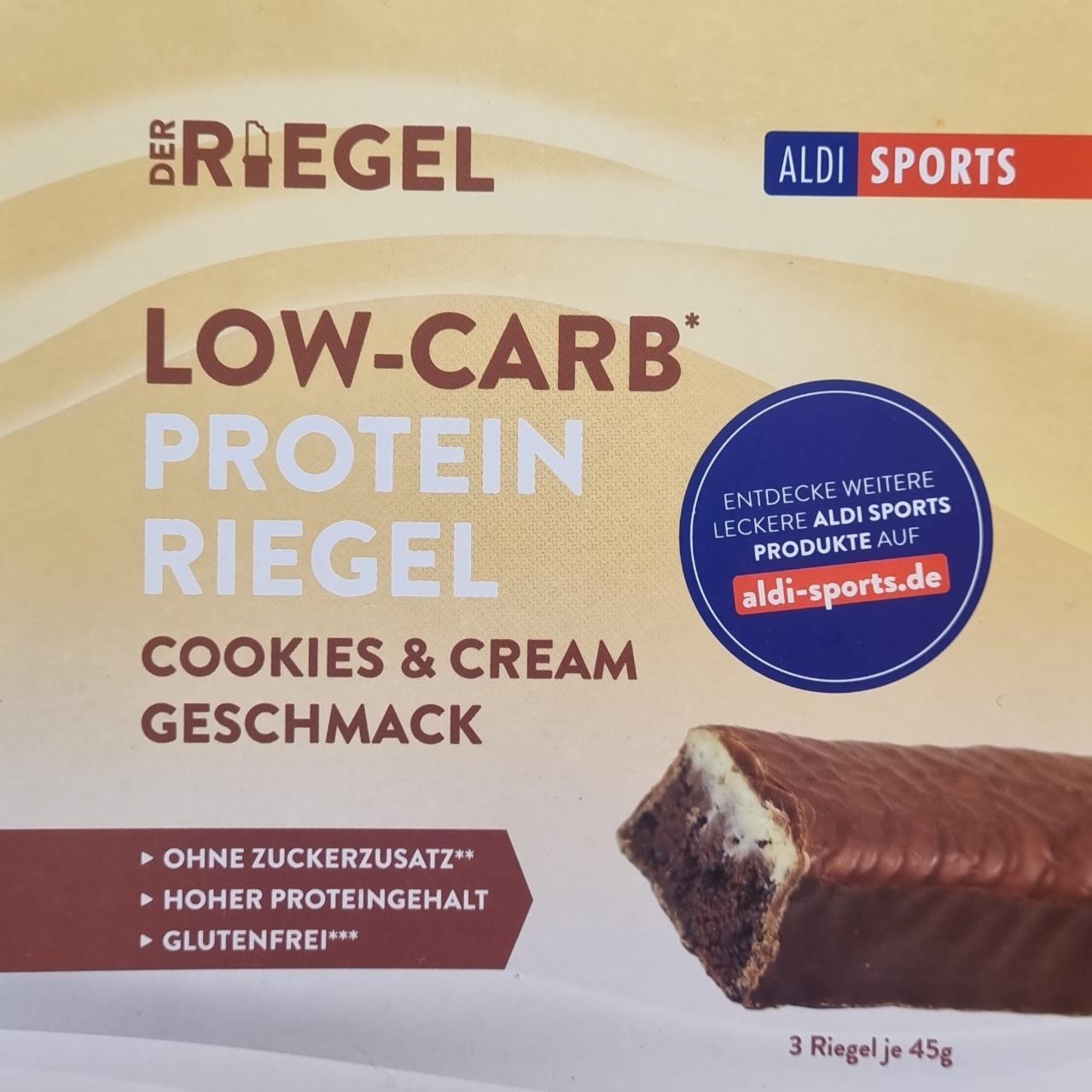 Fotografie - Low-carb Protein Riegel Cookies & Cream Aldi Sports
