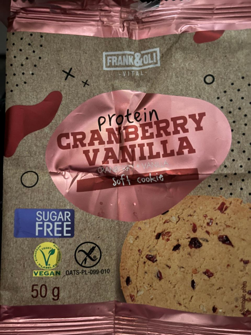 Fotografie - Protein cranberry vanilla soft cookie Frank&Oli