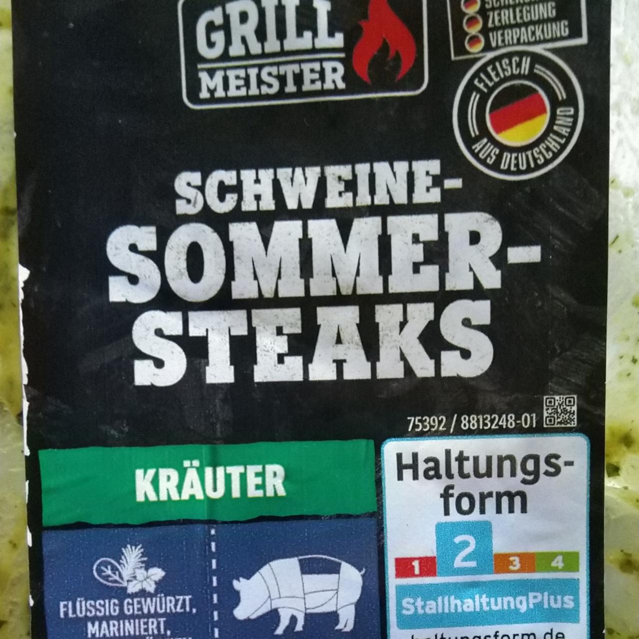Fotografie - Schweine Sommer Steaks Kräuter Grill Meister