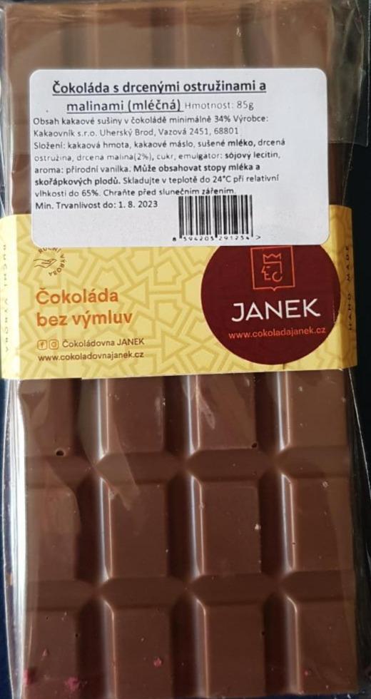 Fotografie - Mléčná čokoláda Janek s drcenými lyofilizovanými malinami a ostružinami