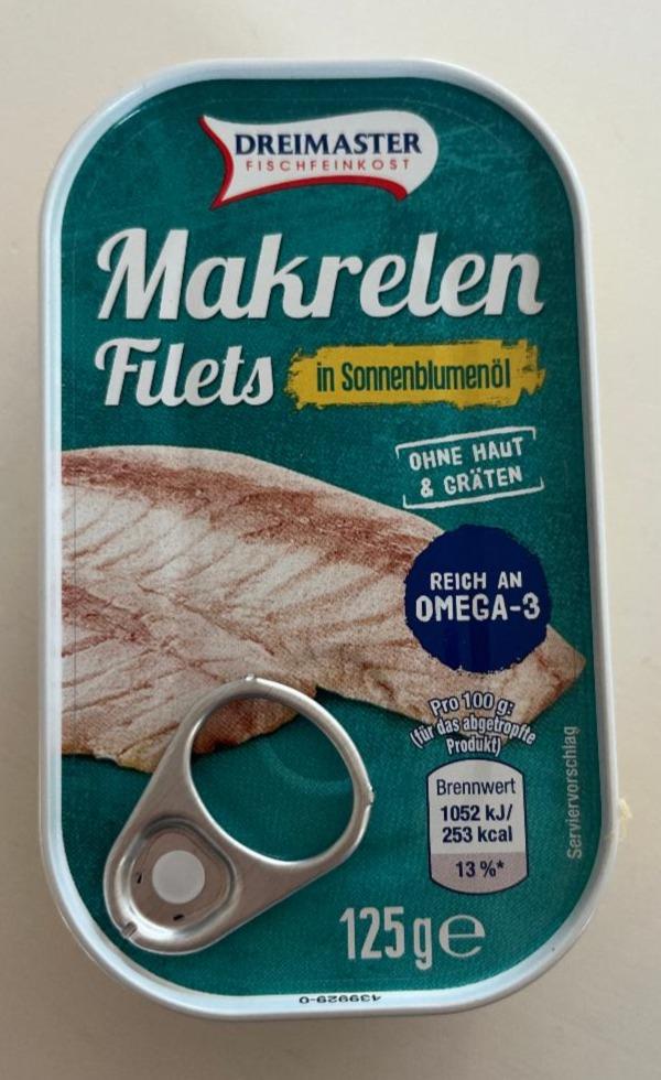 Fotografie - Makrelen Filets ohne Haut & Gräten in Sonnenblumenöl Dreimaster