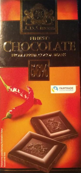 Fotografie - Hořká čokoláda s chilli 56% J. D. Gross