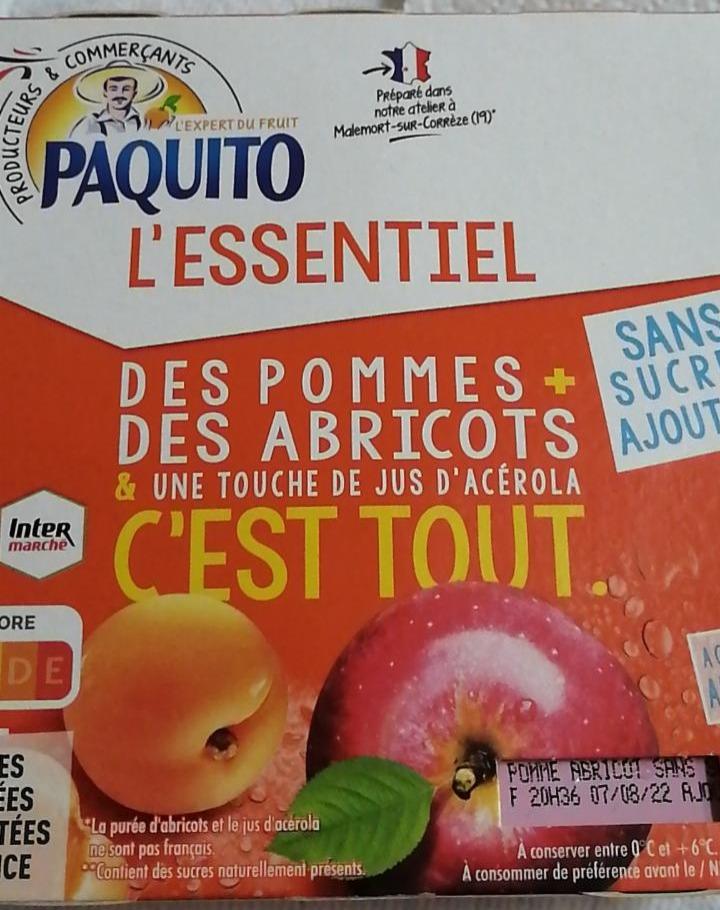 Fotografie - L'Essentiel des pommes + des abricots sans sucres ajoutés Paquito