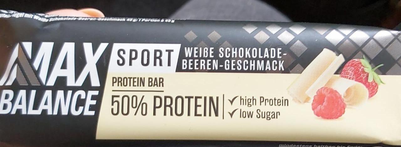 Fotografie - Protein Bar Weisse Schokolade-Beeren-Geschmack Max Balance
