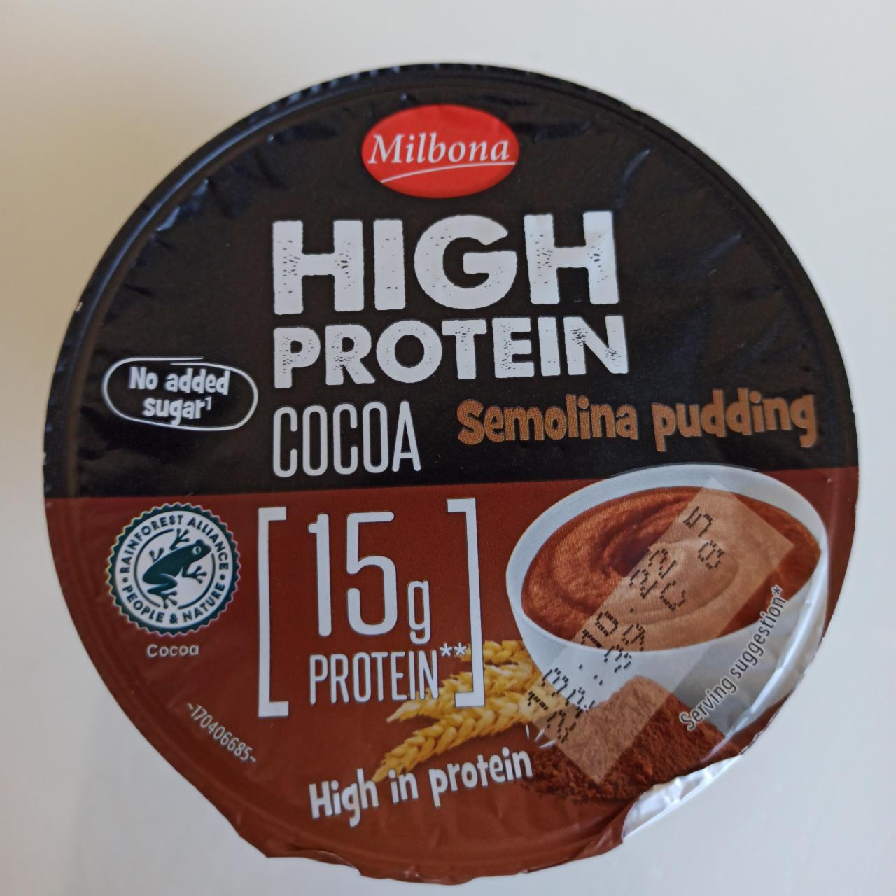 Fotografie - High protein semolina pudding cocoa Milbona
