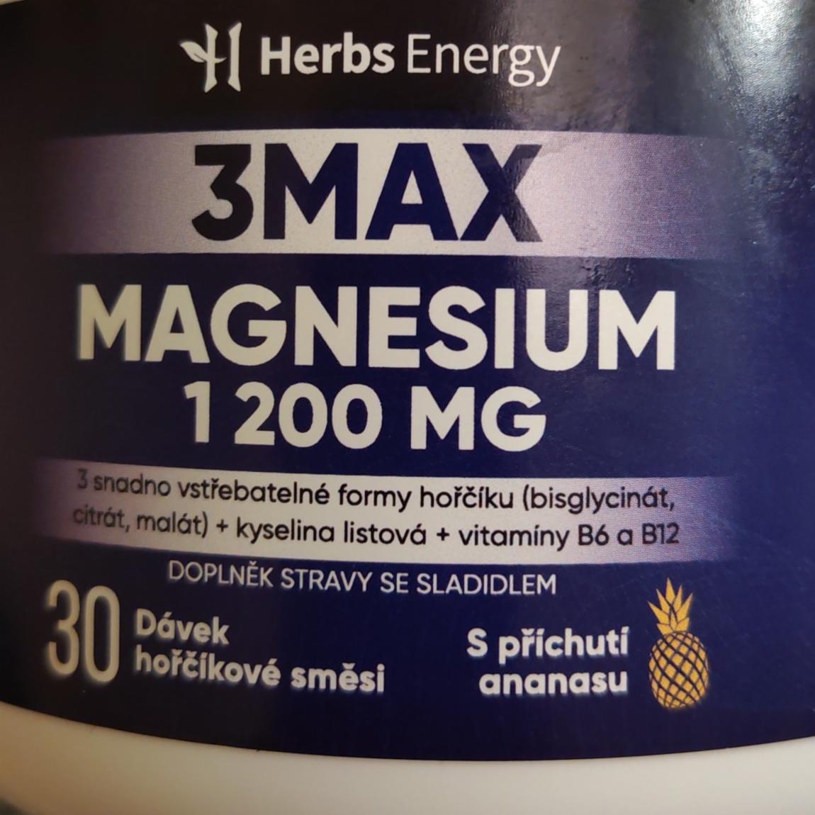 Fotografie - 3Max Magnesium 1200mg Herbs Energy