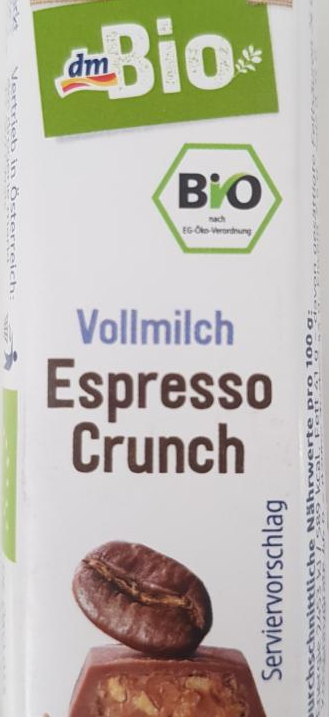 Fotografie - Vollmilch Schokoriegel espresso crunch dmBio