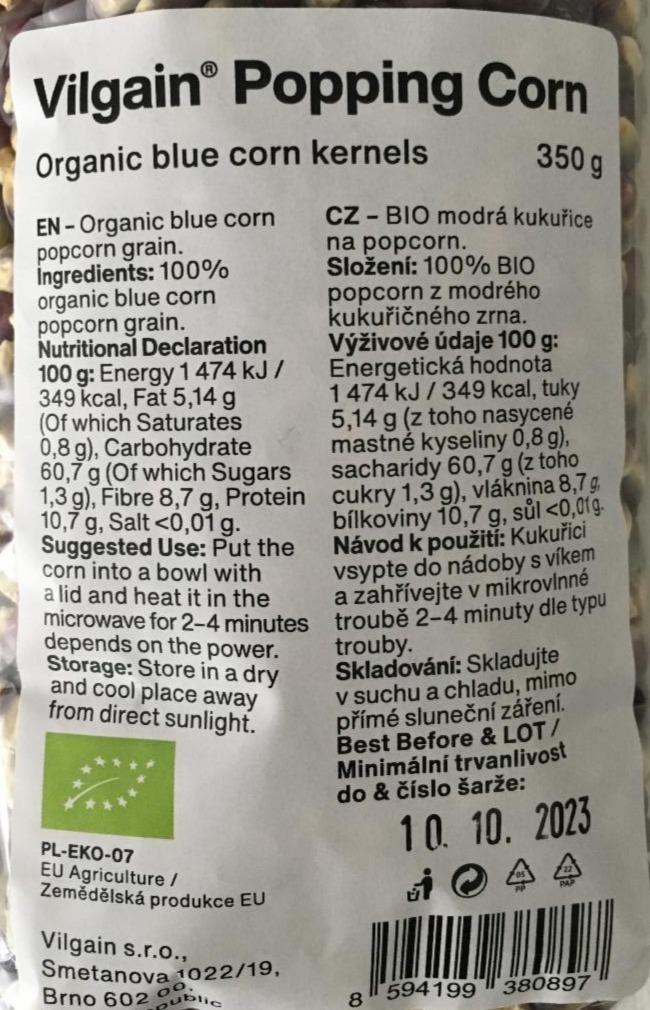 Fotografie - Popping Corn Organic blue corn kernels Vilgain