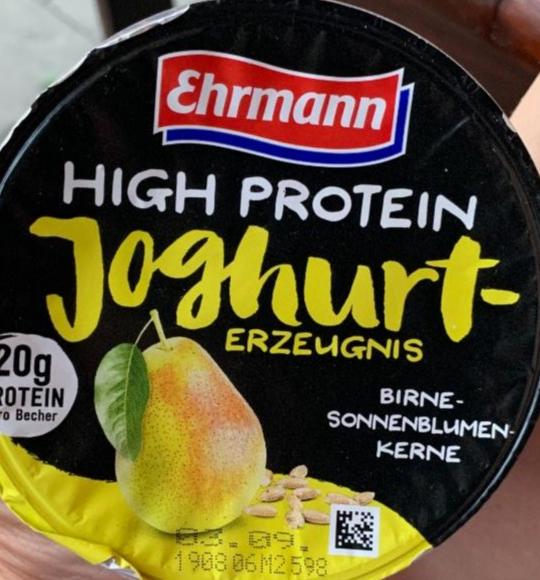 Fotografie - High Protein Joghurt Birne-Sonnenblumen-kerne Ehrmann
