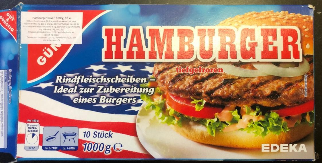Fotografie - Hamburger hovězí tiefgefroren Edeka